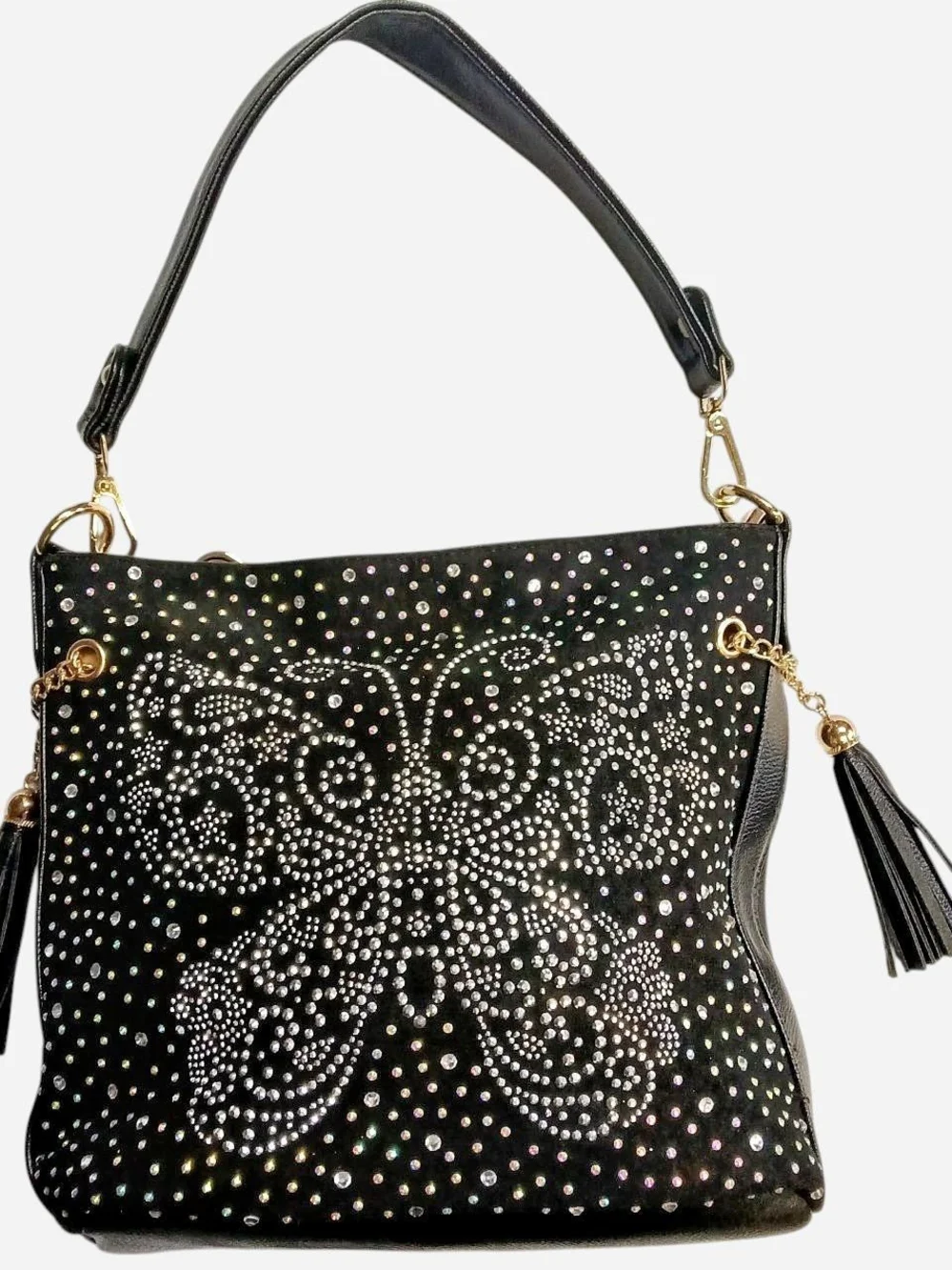 Black Rhinestone‎ Butterfly Shoulder Bag - Fashion Tote